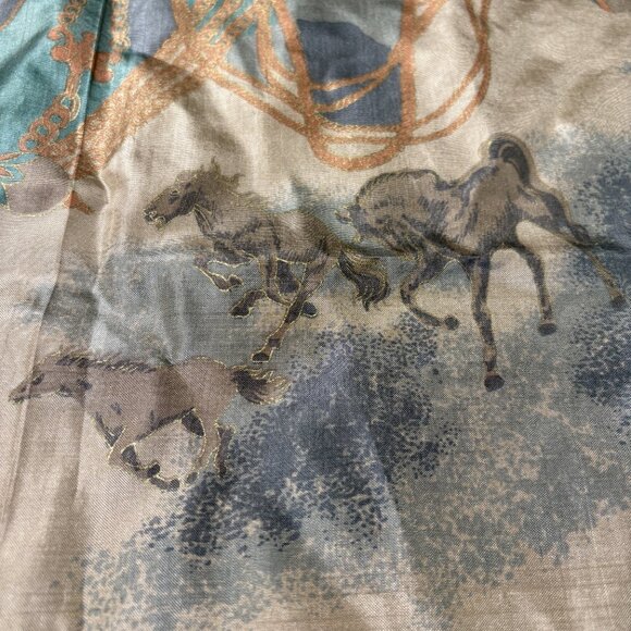Thai Silk Scarf with Horses - Picture 2 of 5